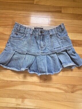 American Eagle 2000s denim skirt w stripes